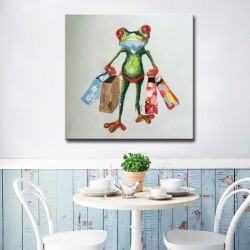 Shopping Frog Green - Hand-Painted Modern Home decor wall art Painting