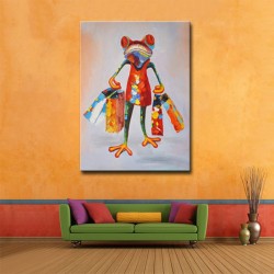 Shopping Frog Red - Hand-Painted Modern Home decor wall art Painting