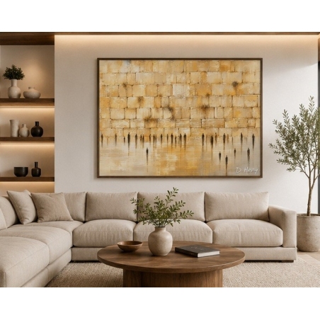 Western Wall artwork by D. Hezy displayed in a living room interior