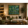 Impressionist oil painting reproduction of Water Lilies by Claude Monet in the living room