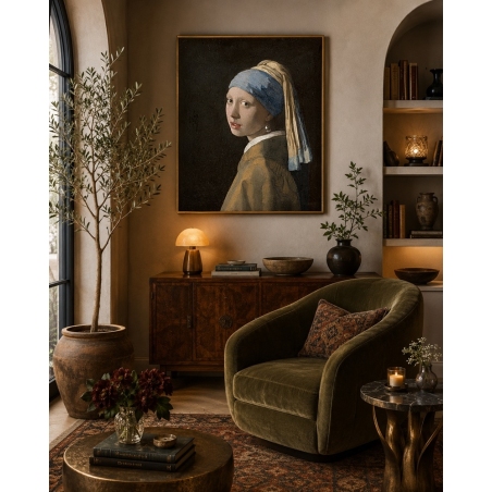 Girl with a Pearl Earring by Johannes Vermeer is a hand-painted oil painting in the living room