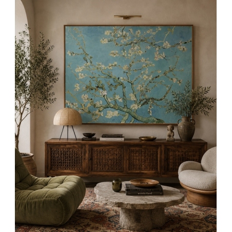 Almond Blossoms reproduction by Vincent van Gogh delicate hand-painted oil painting hanging in living room