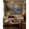 Hand-painted oil painting reproduction of Impression, Sunrise by Claude Monet in the living room