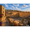 Western Wall oil painting showing the Kotel plaza and Jerusalem old city from above