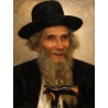 Rabbi Shteinman- a judaica art oil painting portrait of him smiling