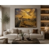 Western Wall dove artwork by D. Hezy in a home interior setting