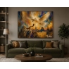 Abstract golden western wall artwork by D. Hezy in a contemporary interior