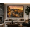 Golden Jerusalem western wall artwork by D. Hezy in a home setting