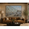 Blue-toned western wall artwork by D. Hezy displayed in a living room