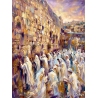 Western Wall painting showing the daily morning prayers