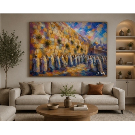 Colorful western wall artwork by D. Hezy displayed in a contemporary living room