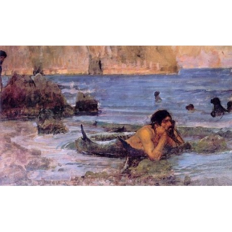The Merman 1892 by John William Waterhouse-Art gallery oil...