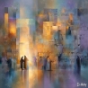 Abstract Western Wall painting with blurred reflections and spiritual light