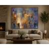 Abstract reflections western wall artwork by D. Hezy in a contemporary interior