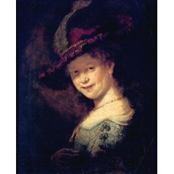A Bust of a Young Woman Smiling 1633 by Rembrandt Harmenszoon van...