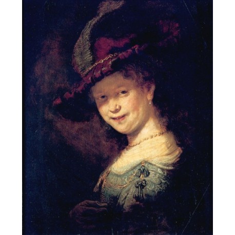 A Bust of a Young Woman Smiling 1633 by Rembrandt Harmenszoon van...