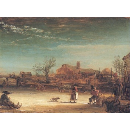 Winter Landscape 1664 by Rembrandt Harmenszoon van Rijn -Art gallery oil painting reproductions