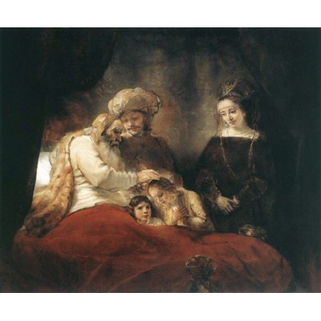 Jacob Blessing the Children of Joseph 1656 by Rembrandt Harmenszoon van Rijn-Art oil painting