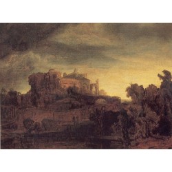 Landscape with a Castle 1632 by Rembrandt Harmenszoon van Rijn-Art gallery oil painting reproductions