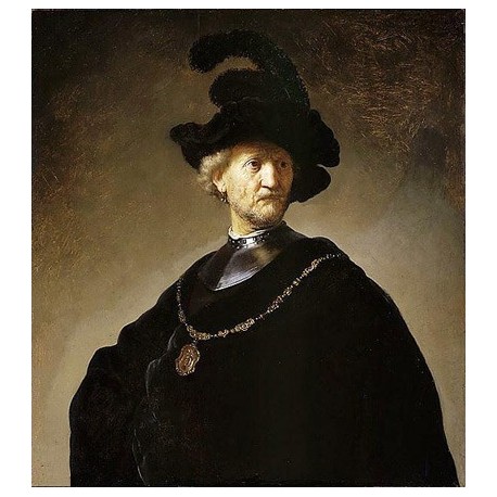 Old Man with a Gold Chain by Rembrandt Harmenszoon van Rijn-Art gallery oil painting reproductions