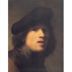 Self Portrait with Gorget and Beret 1629 by Rembrandt Harmenszoon van Rijn-Art gallery oil painting reproductions