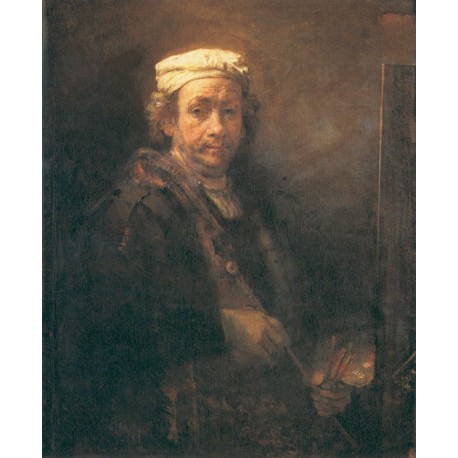 Self Portrait at an Easel 1669 by Rembrandt Harmenszoon van Rijn-Art gallery oil painting reproductions