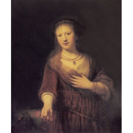 Saskia with a Flower 1641 by Rembrandt Harmenszoon van Rijn-Art...