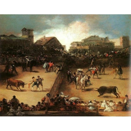 Bullfight in a Divided Ring by Francisco de Goya-Art gallery oil...