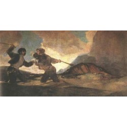 Duel with Clubs by Francisco de Goya-Art gallery oil painting...