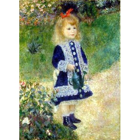 A Girl with a Watering Can by Pierre Auguste Renoir-Art gallery oil painting reproductions