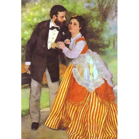 Alfred Sisley and His Wife by Pierre Auguste Renoir-Art gallery oil painting reproductions