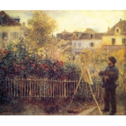 Claude Monet Painting in his Garden at Argenteuil 1875 by Pierre Auguste Renoir-Art gallery oil painting reproductions