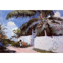 A Garden in Nassau by Winslow Homer - Art gallery oil painting...