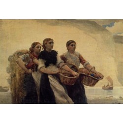 A Voice FromThe Cliffs by Winslow Homer - Art gallery oil painting...