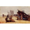 Beach Scene, Cullercoats by Winslow Homer - Art gallery oil...