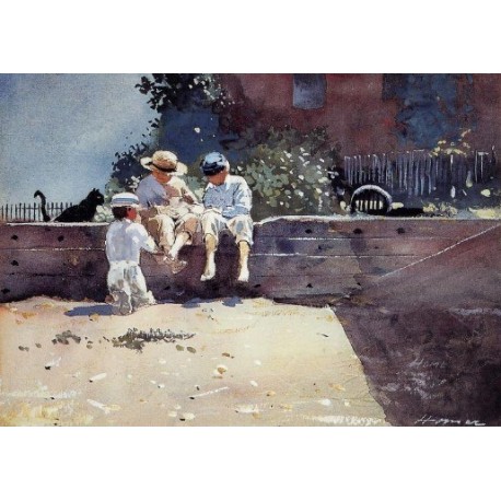 Boys and Kitten by Winslow Homer - Art gallery oil painting...