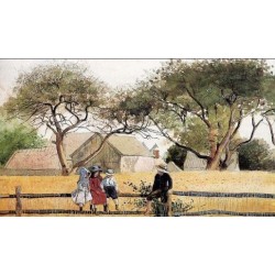 Children on a Fence by Winslow Homer - Art gallery oil painting...