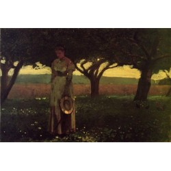 Girl in the Orchard by Winslow Homer - Art gallery oil painting...