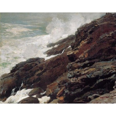 High Cliff, Coast of Maine by Winslow Homer - Art gallery oil painting reproductions