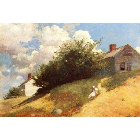Houses on a Hill by Winslow Homer - Art gallery oil painting reproductions