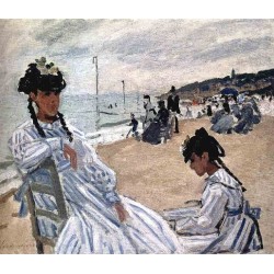On The Beach at Trouville by Claude Oscar Monet - Art gallery oil...