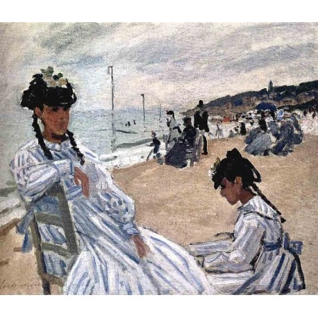 On The Beach at Trouville by Claude Oscar Monet - Art gallery oil...