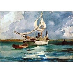Sloop, Bermuda by Winslow Homer -  Art gallery oil painting...
