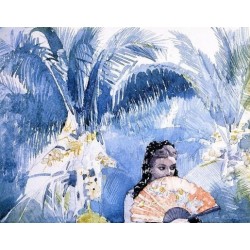 Spanish Girl with Fan by Winslow Homer - Art gallery oil painting...