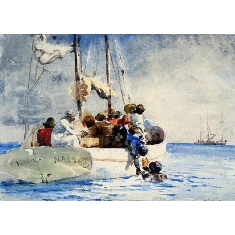 Sponge Fishing by Winslow Homer - Art gallery oil painting...