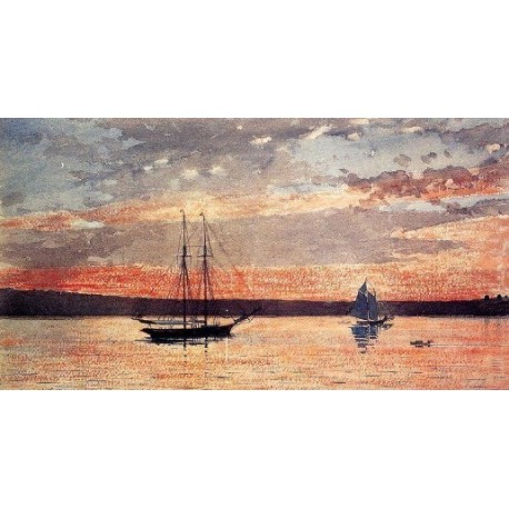 Sunset at Gloucester by  Winslow Homer - Art gallery oil painting...