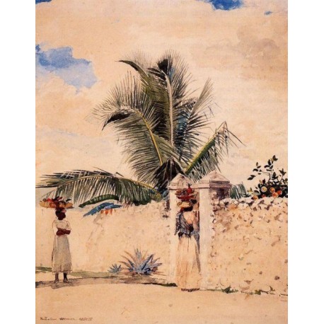 The Garden Gate by Winslow Homer - Art gallery oil painting...