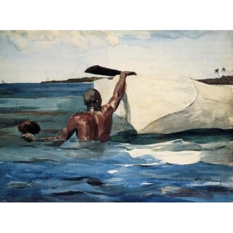 The Sponge Diver by Winslow Homer - Art gallery oil painting...