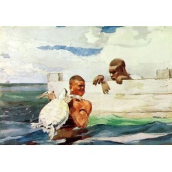 The Turtle Pond by Winslow Homer - Art gallery oil painting...