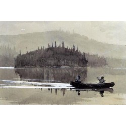 Two Men in a Canoe by Winslow Homer - Art gallery oil painting...